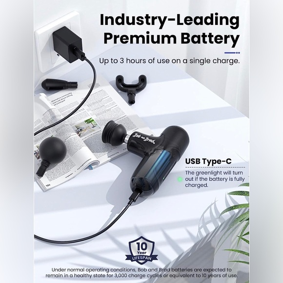 New BOB AND BRAD Q2 Mini Pocket-Sized Deep Tissue Muscle Massager Gun(Black) - Picture 5 of 12